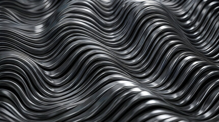 Fototapeta premium Abstract wave texture in black and white metallic style