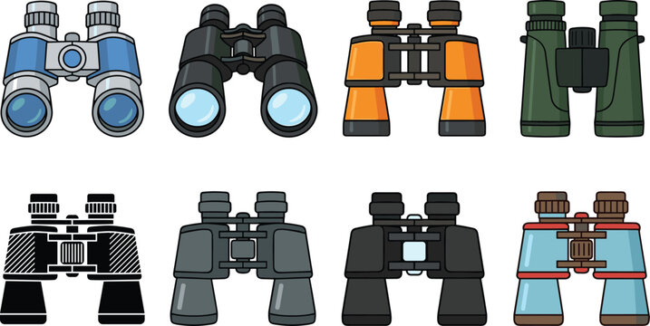 Binocular Vector Set with Modern and Classic Optical Devices for Travel Hunting Camping and Outdoor Adventure Designs