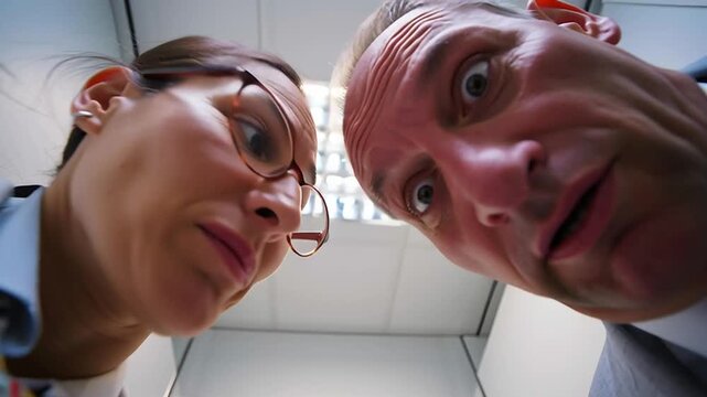 The Executives Who Look Down From a Ceiling of Cold White Light, ai generated.