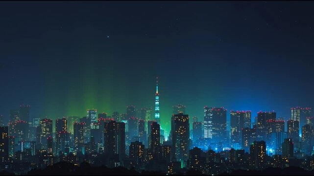 Smart city with connection network reciprocity over the cityscape social media networking systems that connects on the peak of success amid tall, innovative Smart city and graphs with statistics