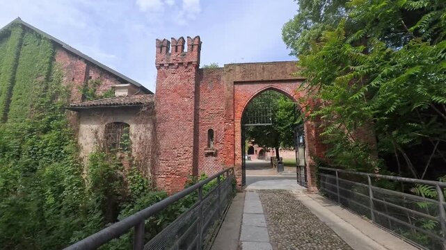 Historic Ancient Walls, Vigevano, Italy - PANORAMIC Video - NO AUDIO