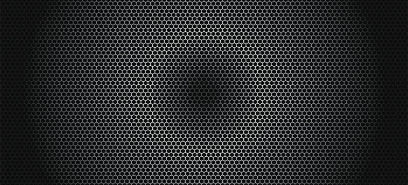 Black perforated metal plate. Metal grill. Black metal texture steel background. Perforated sheet metal.Abstract dark gray circle mesh pattern background texture.