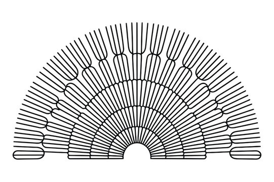 Abstract semicircle pattern of concentric lines with abstract, semicircle