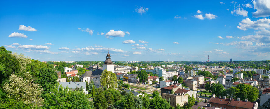 Aerial skyline view of Bedzin city in Poland. Europe