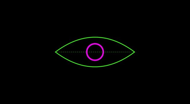 Neon eye outline animation: minimalist digital motion animation