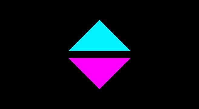 Neon geometric diamond shape pulsing animation on black animation
