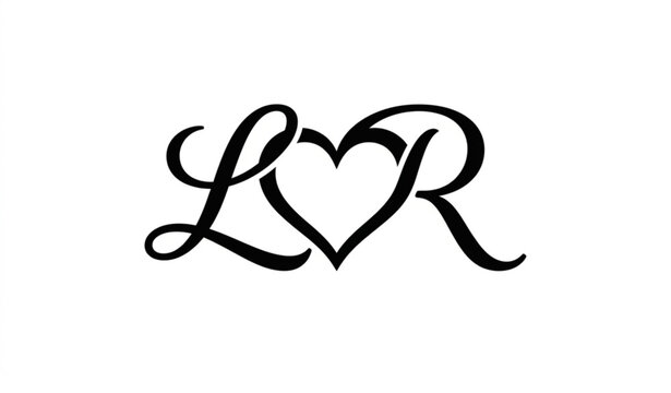 Initial LR love logo template elegant monogram heart vector design isolated on white background