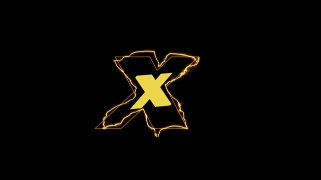 Animated letter x logo design with vibrant neon plasma light energy effects isolated on deep black background for modern digital creative branding corporate visual motion graphics clip.