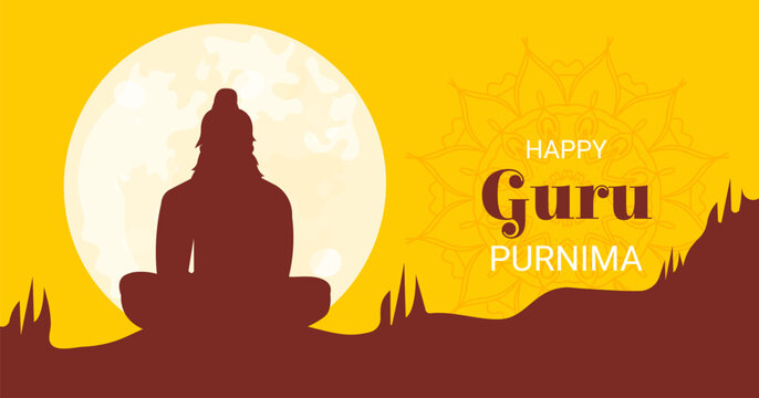 Happy Guru Purnima. Festive banner for the Indian holiday. Vector image.
