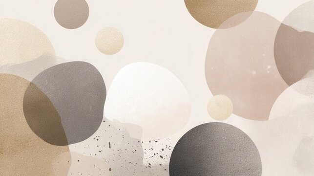 Soft circles float gently across a muted, textured background