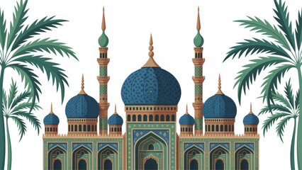 Islamic mosque with blue domes © MSTSHORIFA
