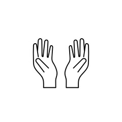Obraz premium Two hands raised with open palms in a minimal line drawing 