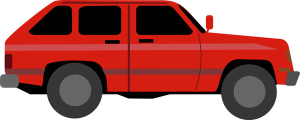 Red 4x4 SUV Illustration - Flat Vector Style Off-Road Vehicle Side View © su