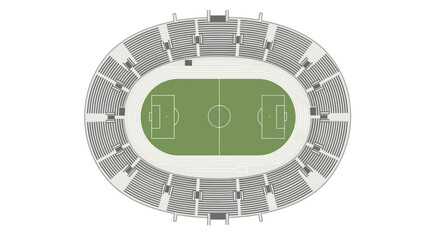 Aerial View of Soccer Stadium with Running Track and Empty Stands © Fatim
