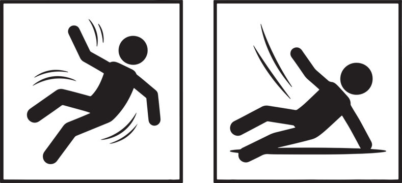 Black and white of a person slipping and falling also transparent background