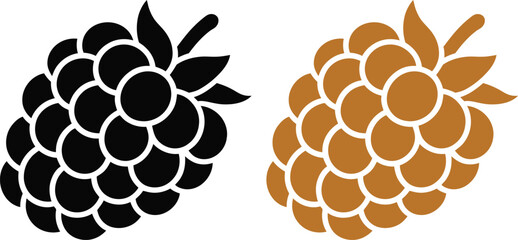Raspberry icons, black and brown berry symbols, fruit vector graphics, healthy food illustrations © Jihadul