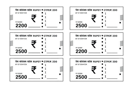 Colorful set of conceptual indian rupee currency notes for financial