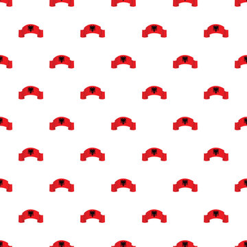 Albania flag featuring a double headed eagle on red, forming a seamless banner pattern
