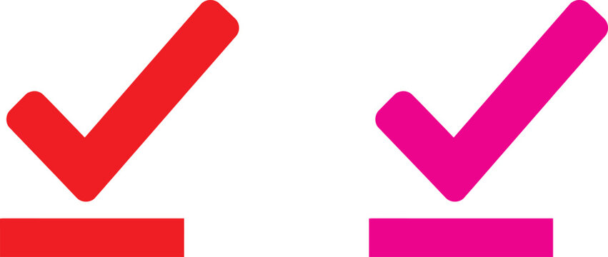 Checkmark icons with red and purple color variants Vector