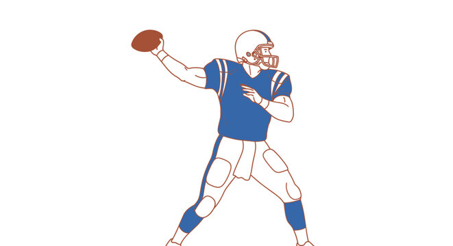 American Football Quarterback Throwing Pass - Sports Illustration