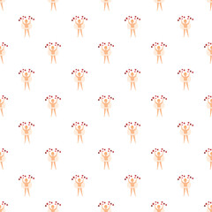 Obraz premium Cupid angels holding hearts celebrating love on a white seamless background