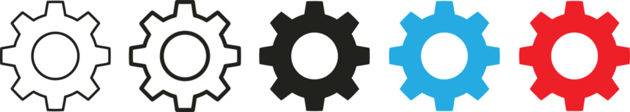 Settings gear icon representing configuration, system control and preferences. Concept of setup, tools and adjustment for user interface, software, web and mobile application icon vector