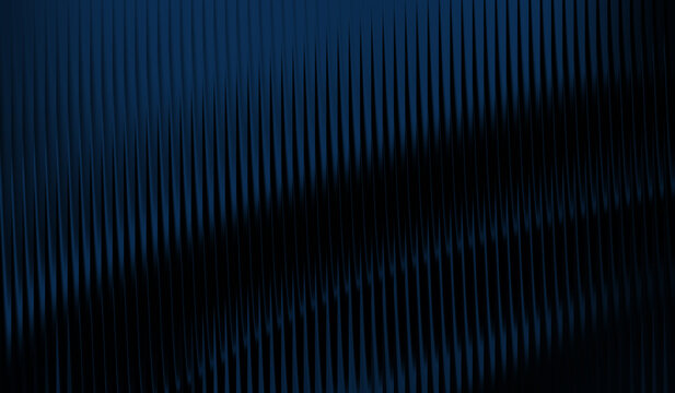 Abstract dark blue background with vertical glass lines and gradient shadows, minimalist modern texture for design, sleek metallic or fabric surface pattern