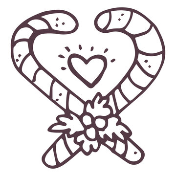 Candycanes hand drawn icon 33
