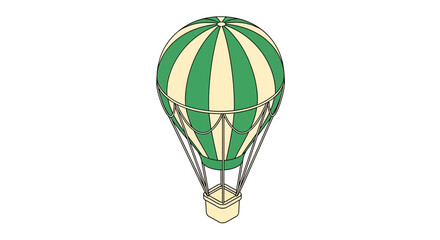 Green and yellow striped hot air balloon, isolated on white background © mah