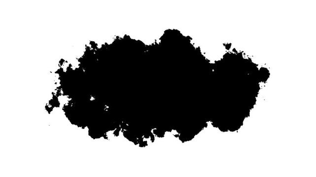 Abstract Fluid Ink Motion Background, Black Ink Dripping and Bleeding Through Paper, ink splatter compositing, Artistic Watercolor Splash Reveal, Ink Drops Transition on white Background, 4k video