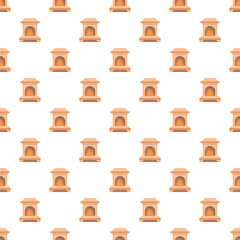 Fototapeta premium Repeating fireplaces with burning fire creating a domestic abstract pattern