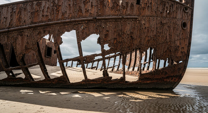 Shipwreck on beach