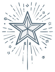 Obraz premium Hand drawn starburst with radiating lines and smaller twinkling stars celebrating a bright shining achievement