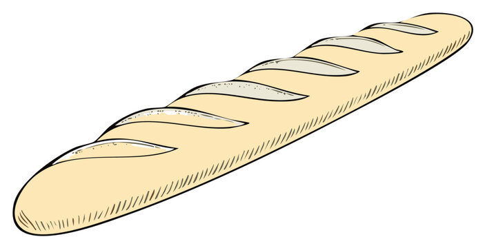 Classic French Baguette Loaf Illustration Vector Graphic Crusty Bread Delicious Food Item Isolated