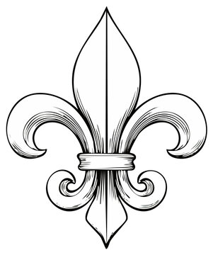 Fleur de lis symbol illustration heraldic lily flower sketch French symbol art