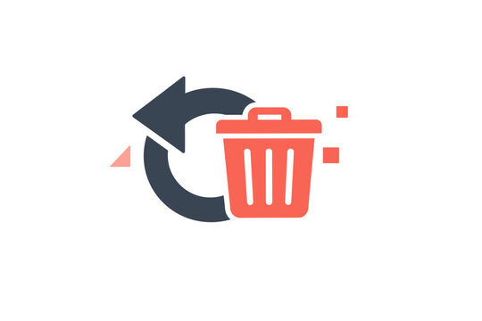 Minimalist undo and deletion action icon composition showing a circular