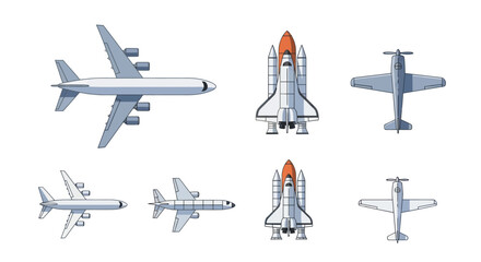 Pixel Art Aircraft Collection: Jets, Space Shuttle, Propeller Plane © Brembo