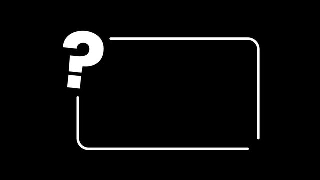 Question Mark Rectangle Frame Animation on Black Background. Animated Question Mark Border with Rectangular Box Design. Modern FAQ, Mystery, Help, Quiz, Inquiry, and Information Concept Motion Graphic
