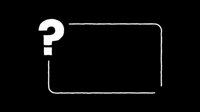 Question Mark Rectangle Frame Animation on Black Background. Animated Question Mark Border with Rectangular Box Design. Modern FAQ, Mystery, Help, Quiz, Inquiry, and Information Concept Motion Graphic