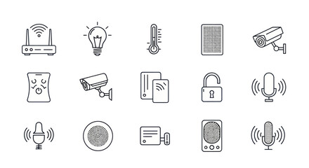 Fototapeta premium Smart Home Icons: Security, IoT, Automation, Technology, Connectivity