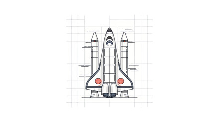 Space Shuttle Blueprint - Vector Illustration © Natasya