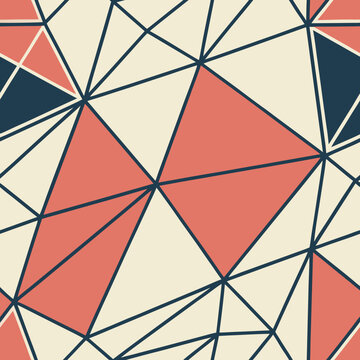Geometric triangle pattern with red blue and beige colors