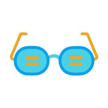 Stylized glasses with blue frames and a black background in vector format