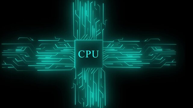 abstract digital backgroundabstract digital background Glowing white CP lettering on a black background with neon blue circuit board pattern, representing artificial intelligence, technology