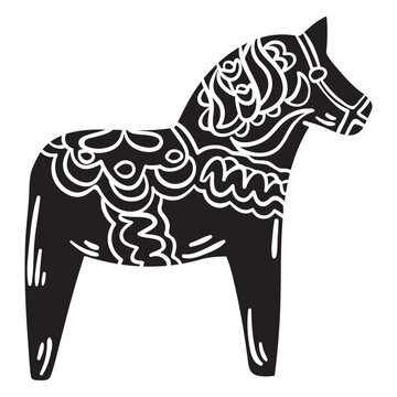 Wooden statue dala horse black