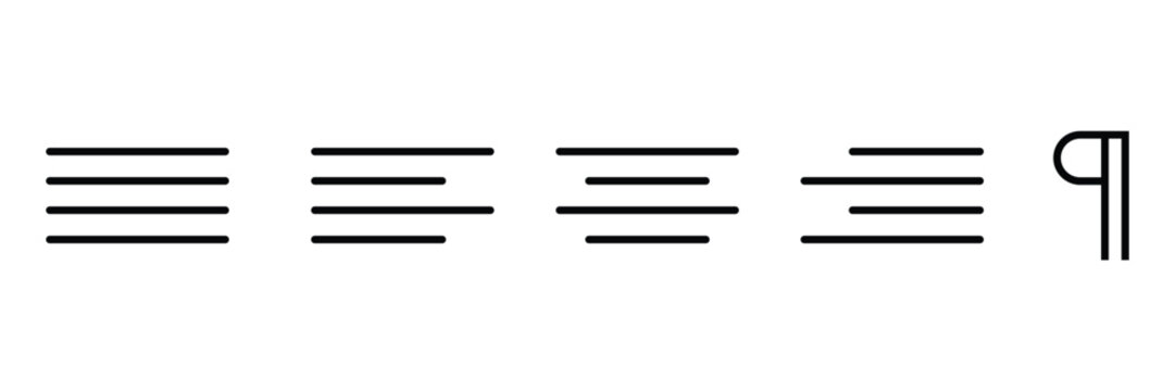 Text Alignment, Formatting Line Icons Set