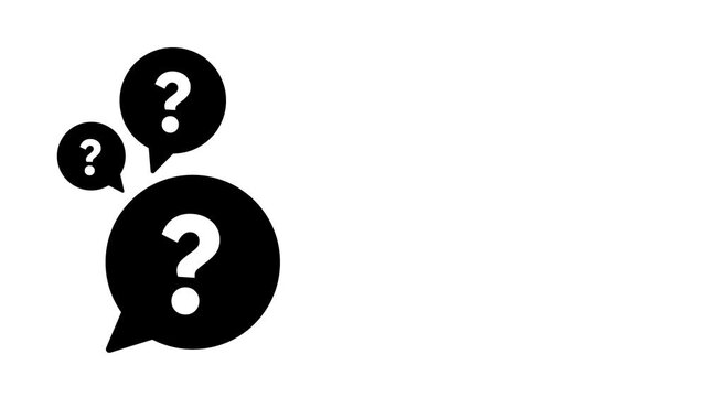 Question mark icons in speech bubbles on white background. animated question mark speech bubbles.