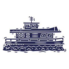 Obraz premium Ferry navigating cut out detailed profile
