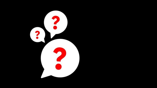 Question mark icons in speech bubbles on Transparent background. animated question mark speech bubbles. Alpha Channel