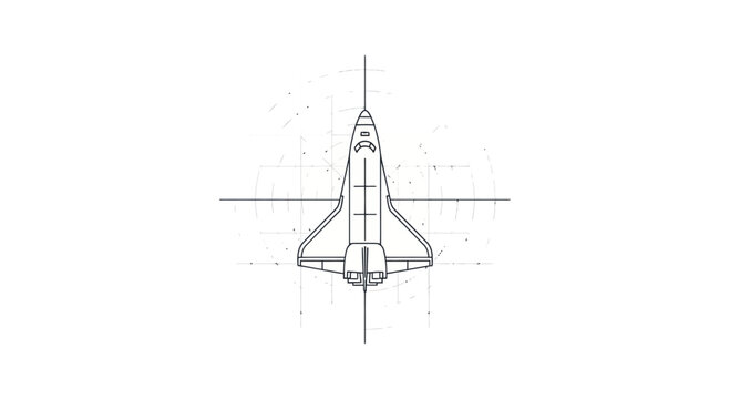 Space Shuttle Blueprint Drawing, Technical Sketch of Spacecraft